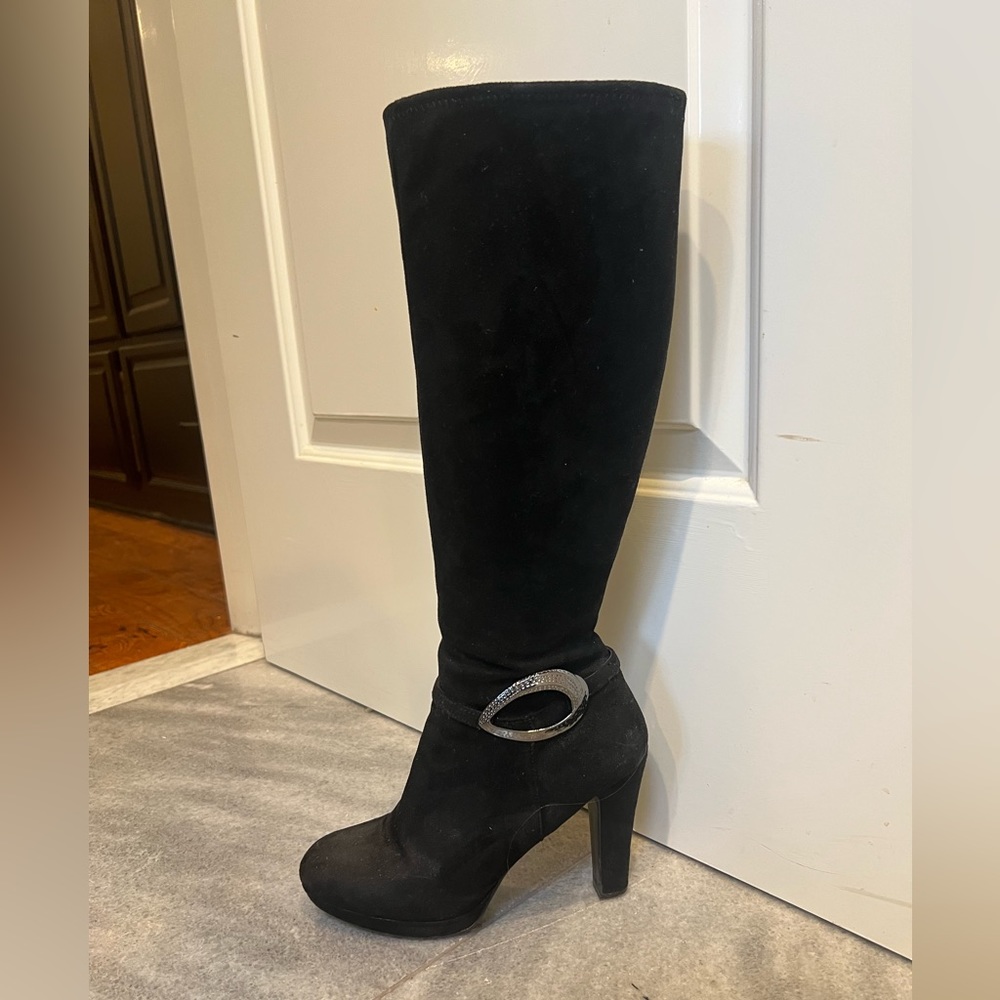 Tall black side zip boots